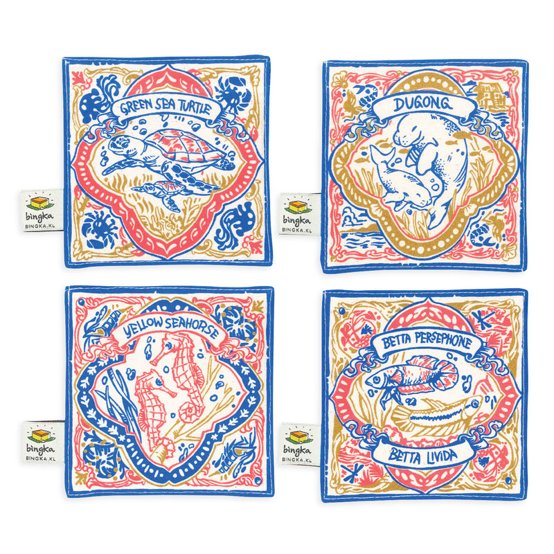 Set of 4 Ombak Tiles Coasters