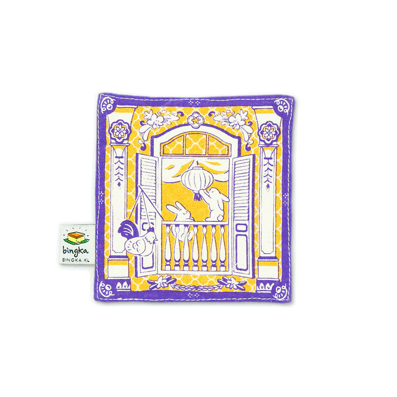 Bunnies Mooncake House Coaster in Gold
