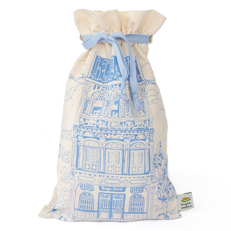 Colonial House Drawstring Gift Bag (Blue)