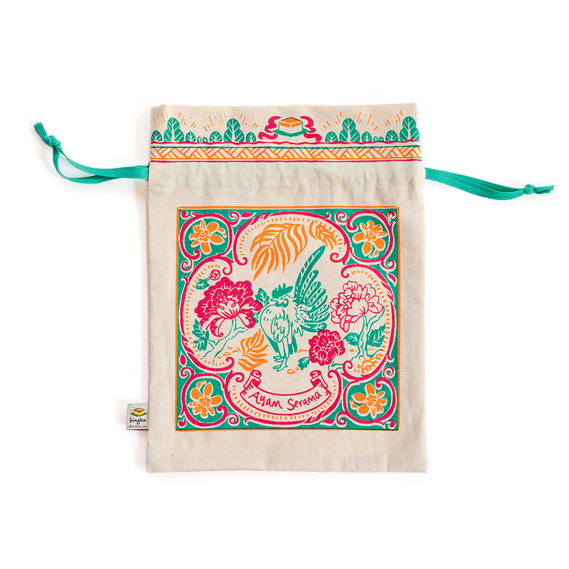 Peranakan Tiles Ayam Serama Drawstring Gift Bag (Big)