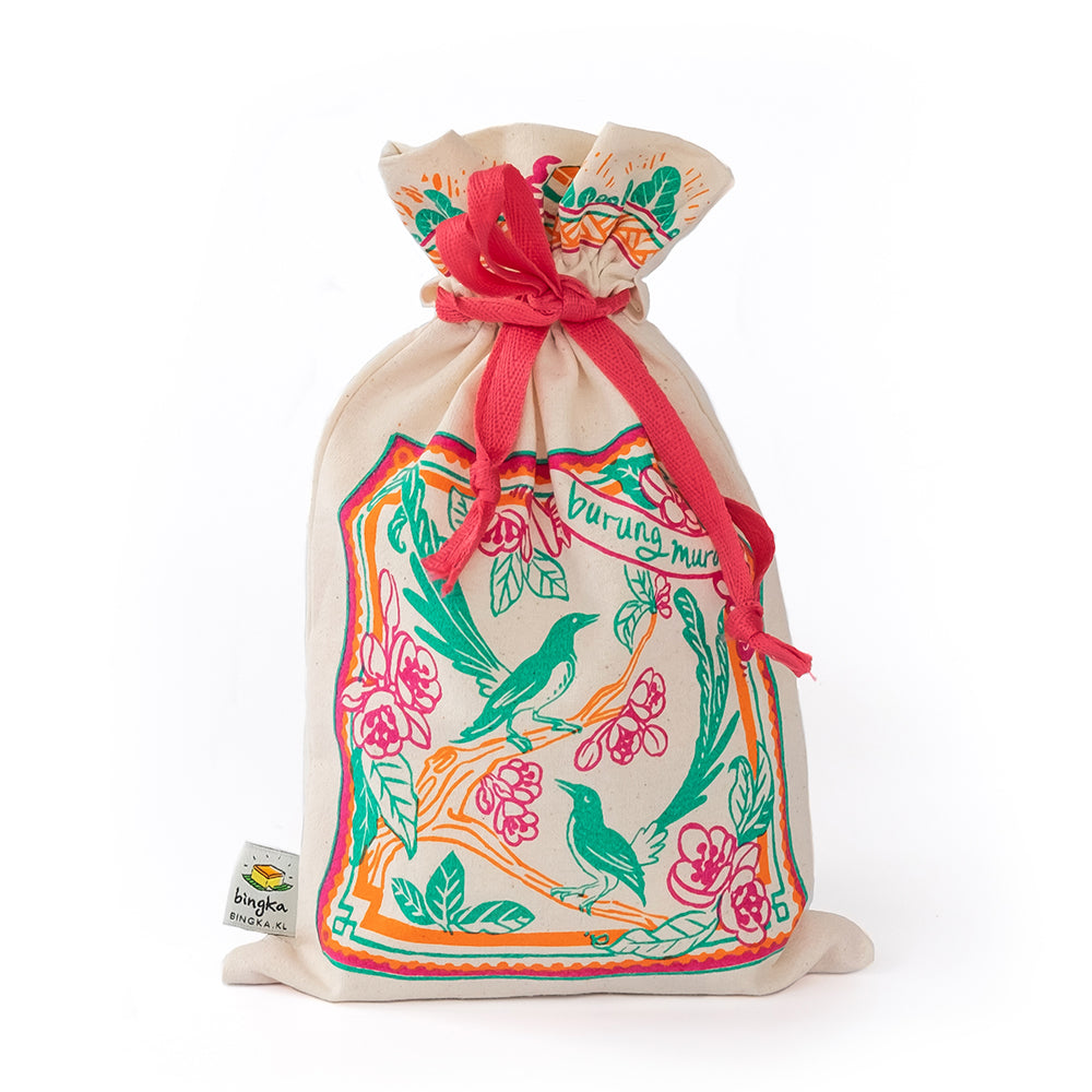 Peranakan Tiles Burung Murai Drawstring Gift Bag (Small)
