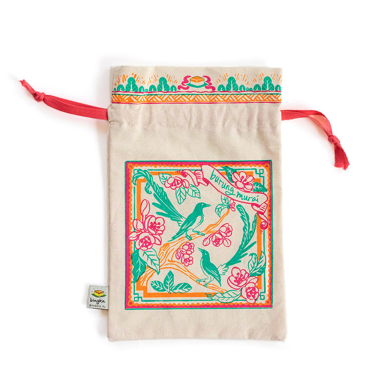 Peranakan Tiles Burung Murai Drawstring Gift Bag (Small)