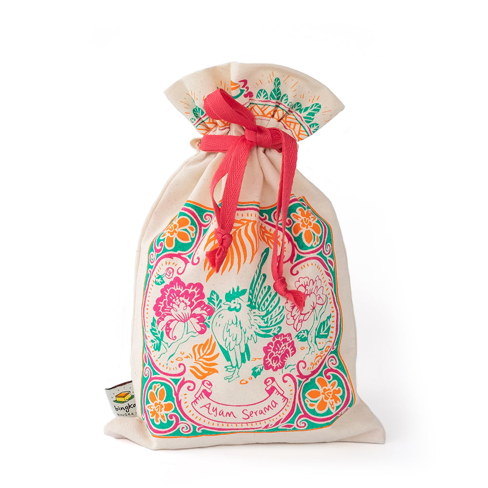 Peranakan Tile Ayam Serama Drawstring Gift Bag (Small)