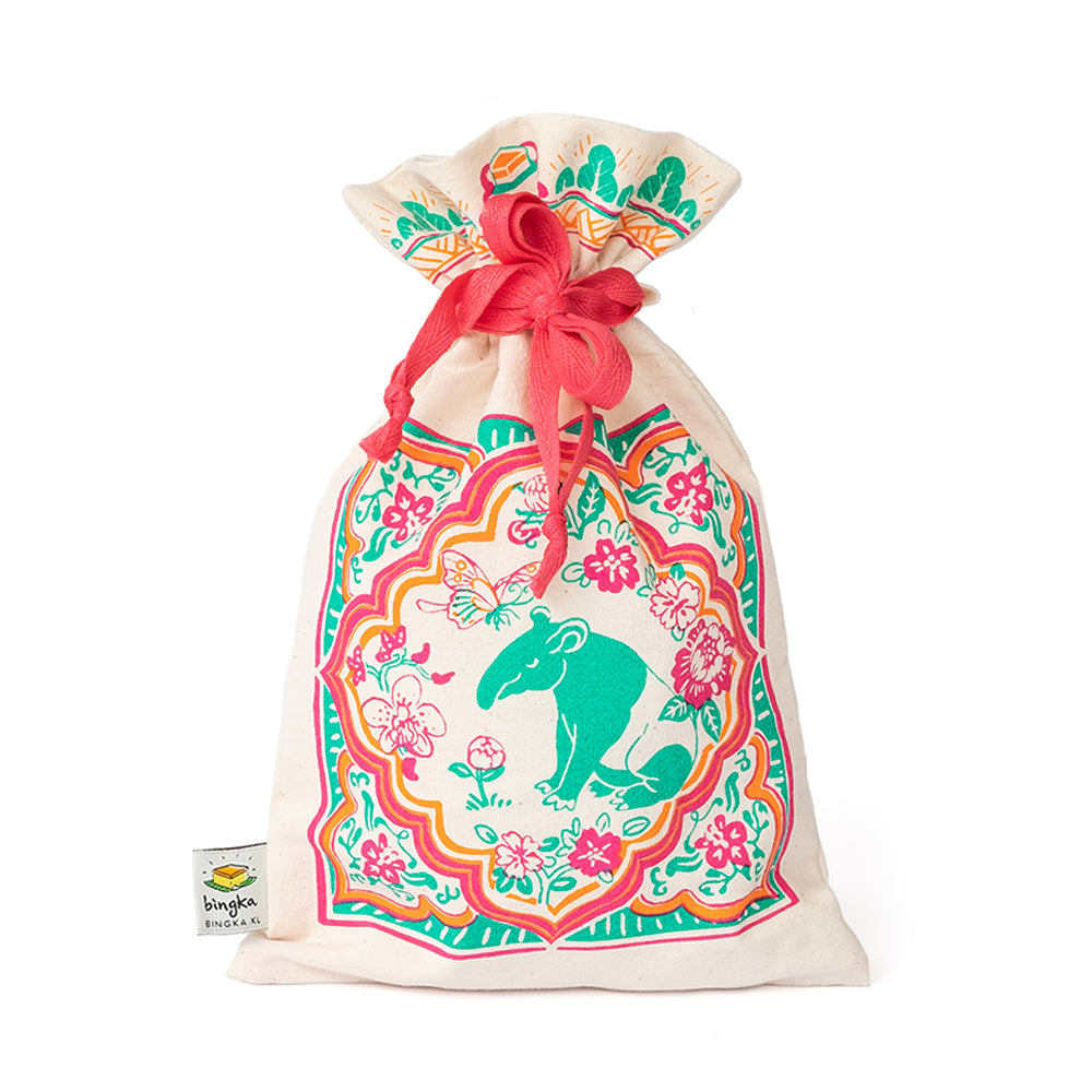 Peranakan Tiles Tapir Drawstring Gift Bag (Small)