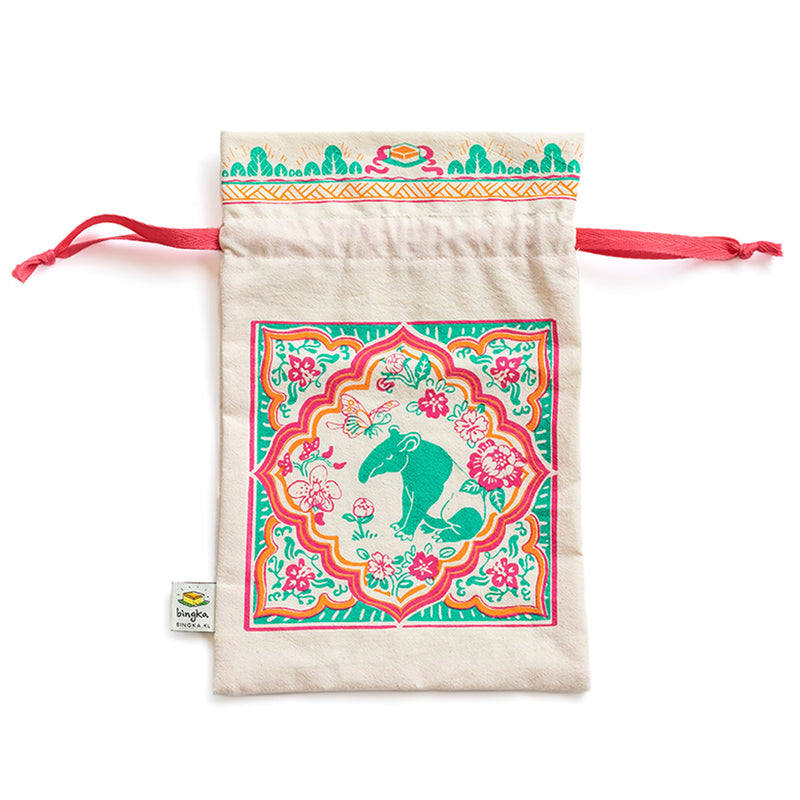 Peranakan Tile Tapir Drawstring Gift Bag (Small)