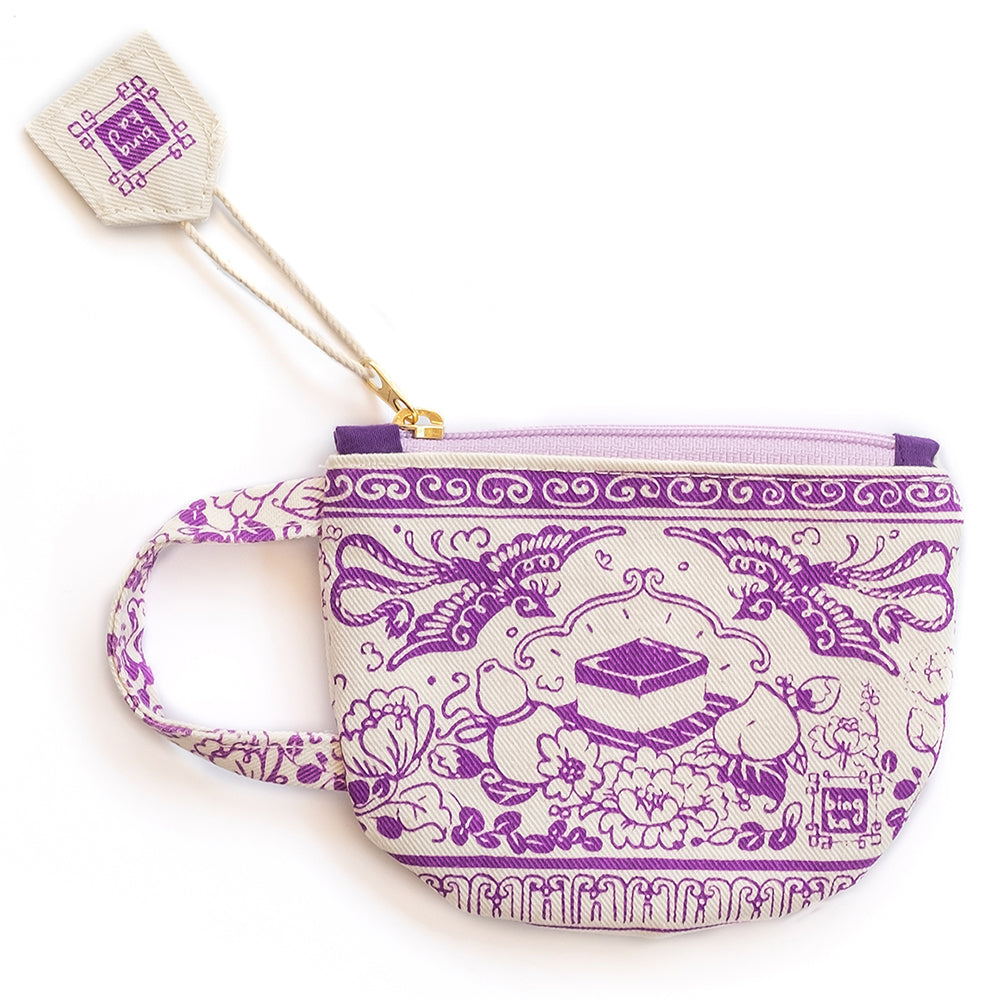Purple Tea Cup Coin Pouch
