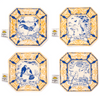Set of 4 Malaysian Bird Tiles Coaster in Admiral Blue