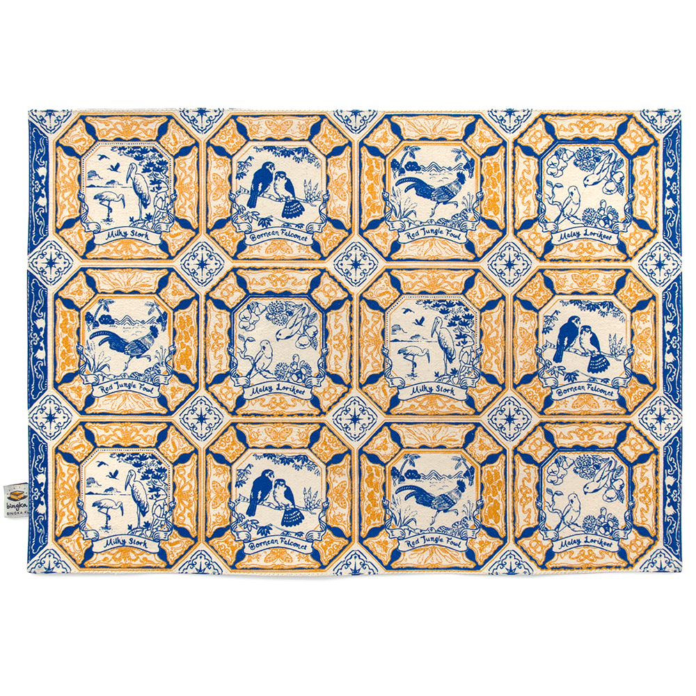 Malaysian Bird Tiles Placemat in Admiral Blue