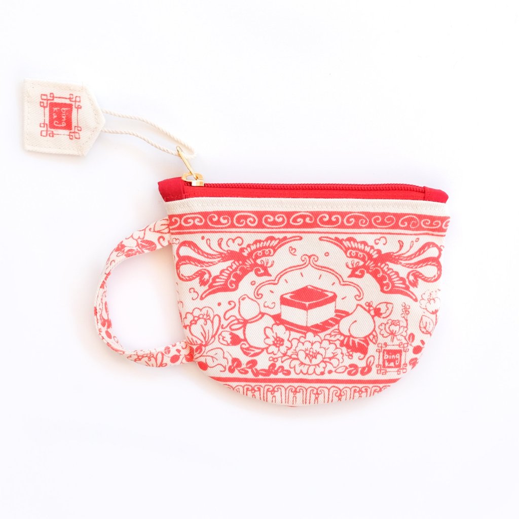 Red Tea Cup Coin Pouch