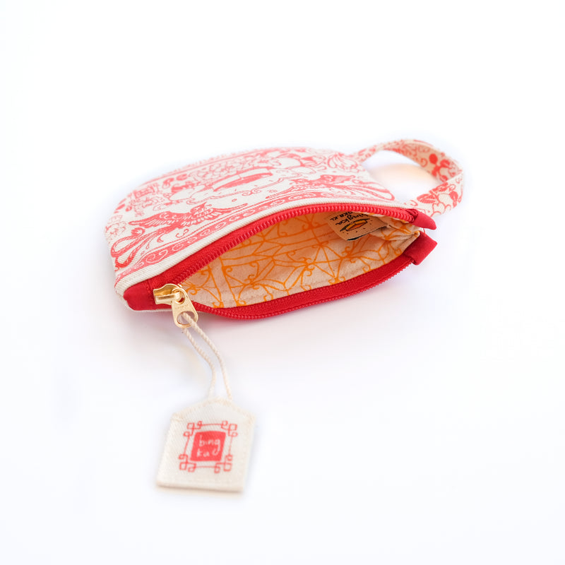 Red Tea Cup Coin Pouch