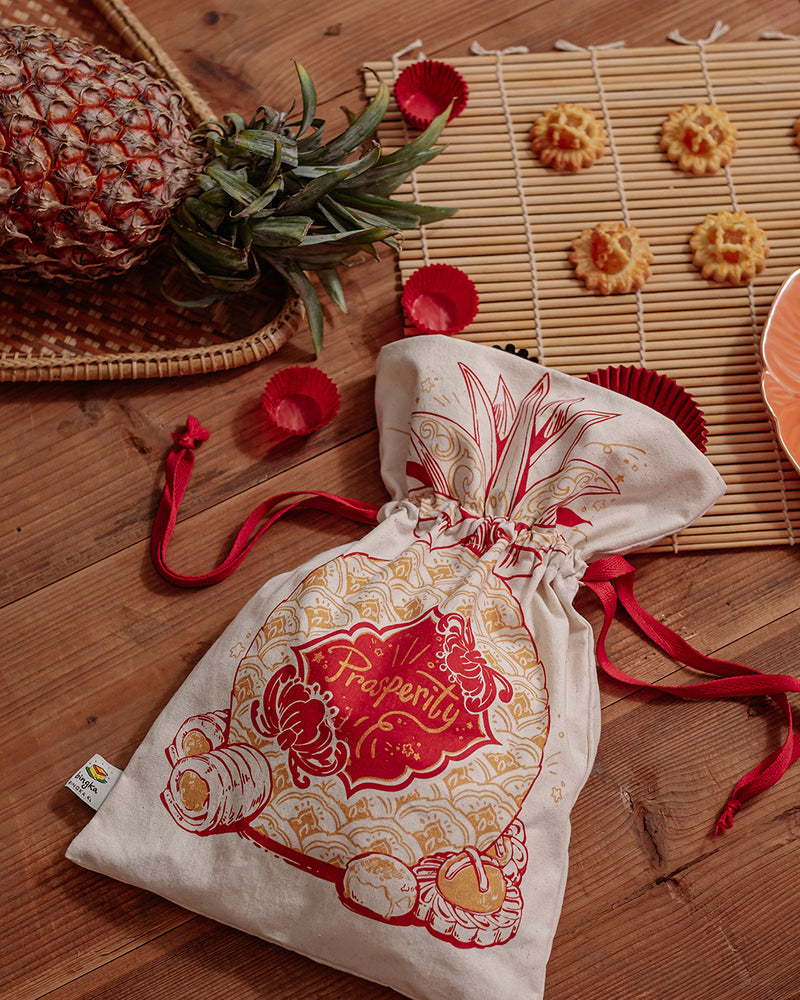 Pineapple Tart Drawstring Gift Bag