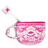 A handmade little pink china tea cup pouch to keep your tiny valuables all in one place