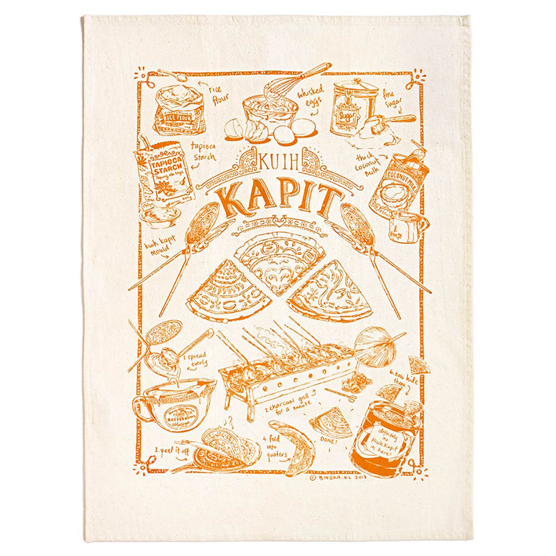 Liven up your kitchen with our beautiful handmade tea towels, handprinted in our illustrated Kuih Kapit design.